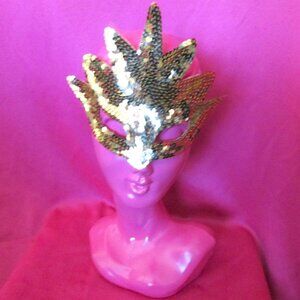 vintage gold sequin masquerade mask halloween costume